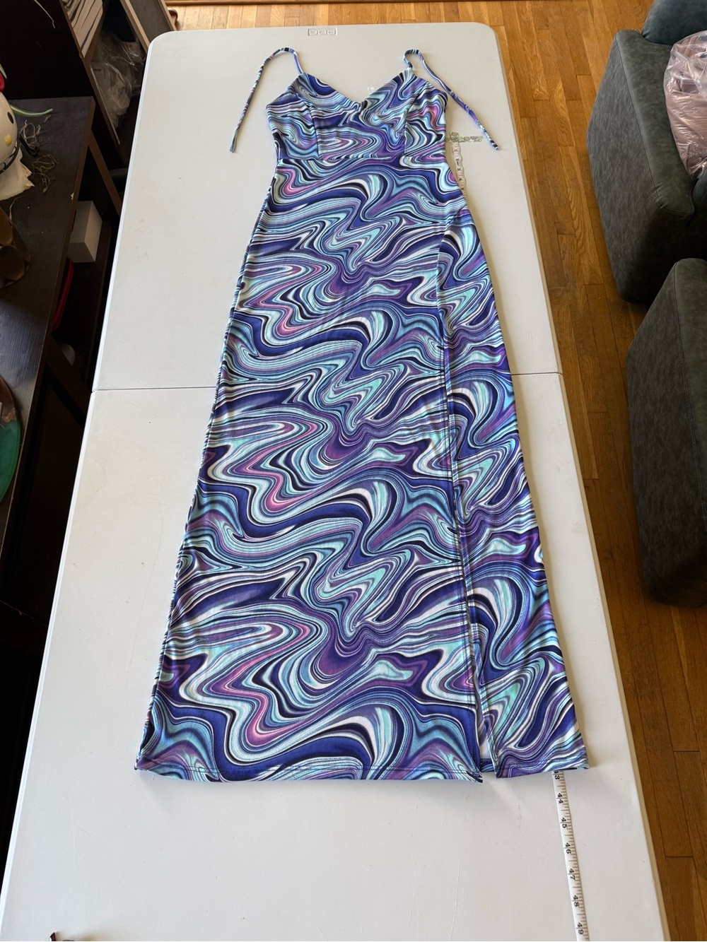 Chocolate Brand Swirl Print Maxi Dress in Purple and Blue